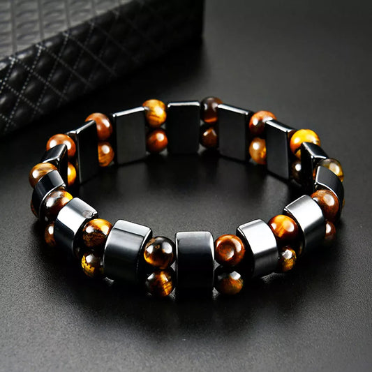 style with Double Hematite Tiger's Eye Bracelets! 🌟